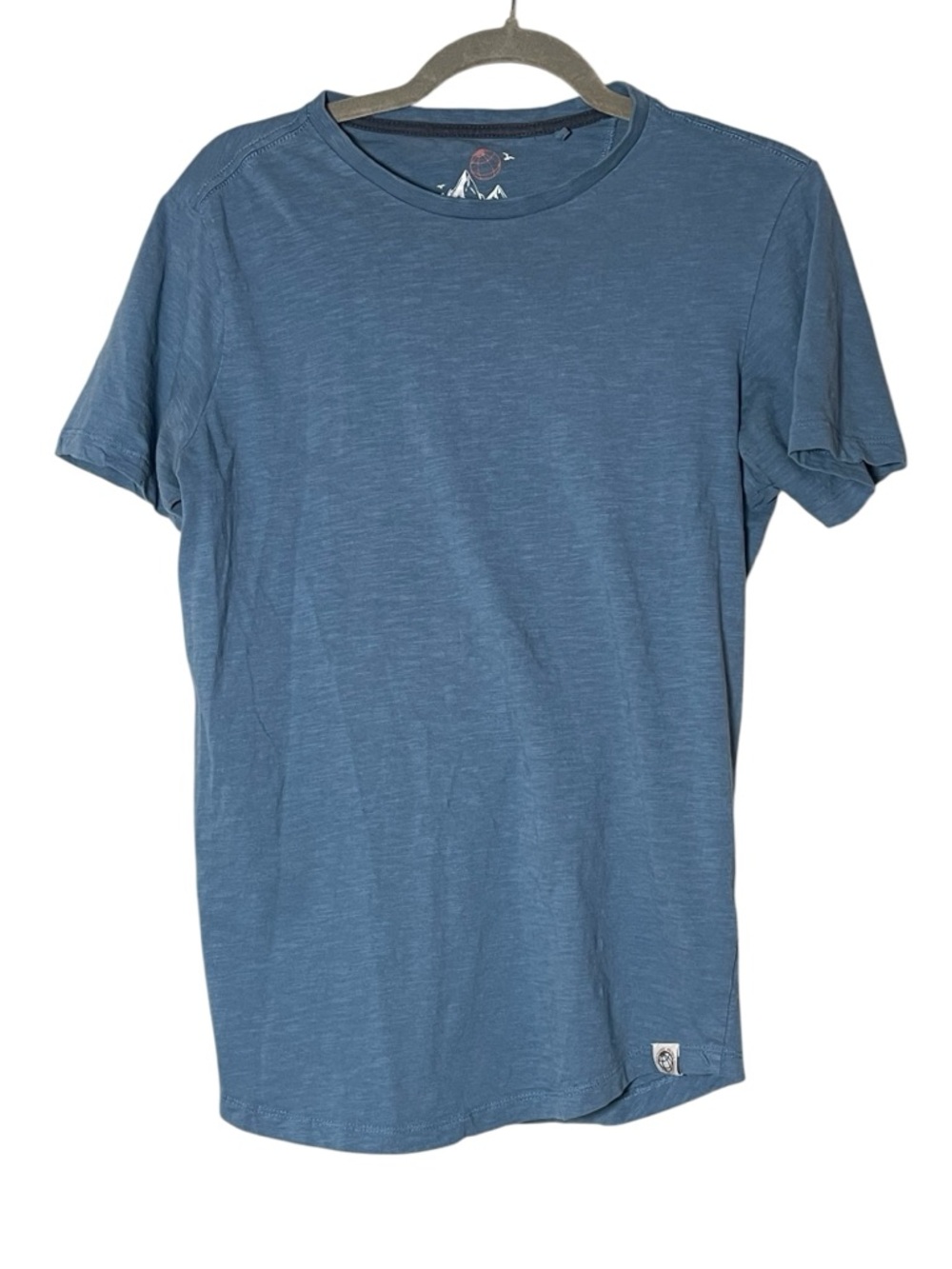 Free Planet Men’s Small Blue Slub Knit Tee Lightweight Crewneck Casual Basic